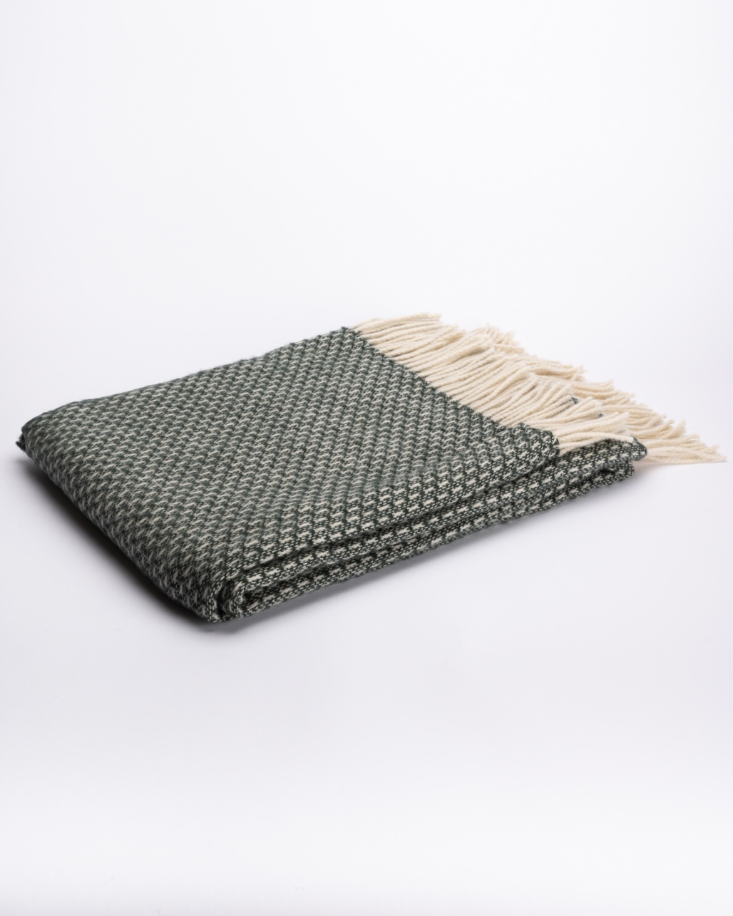 New Zealand sheep wool blanket PATTERNED GREEN, WoolLando