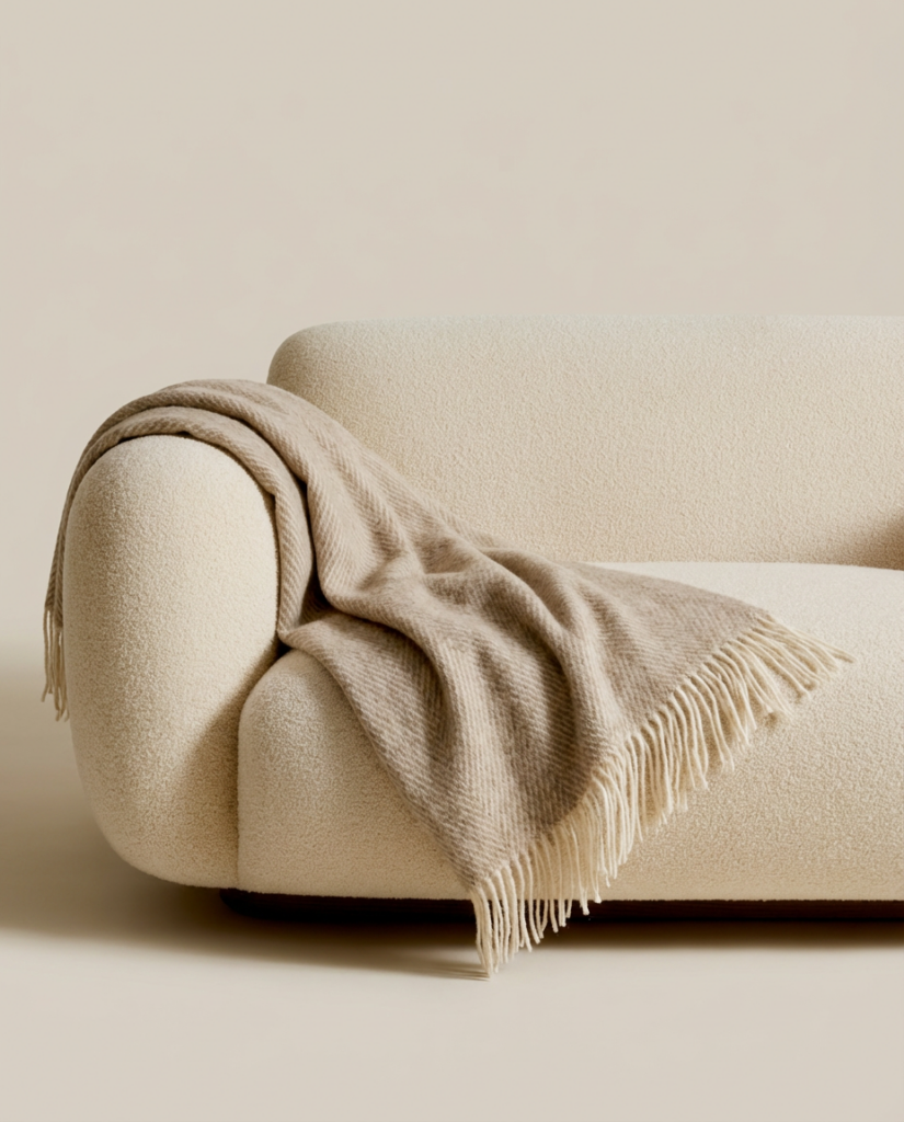 New Zealand sheep wool blanket STRIPED BROWN, WoolLando