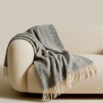 New Zealand sheep wool blanket STRIPED LIGHT GREY, WoolLando