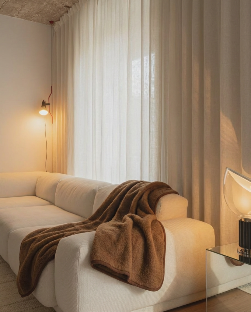 Warm lightweight camel wool duvet–throw, WoolLando