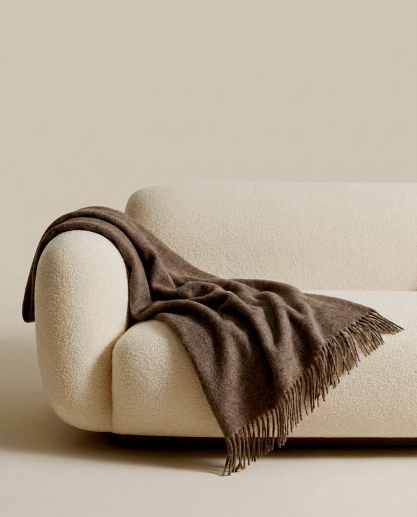 New Zealand sheep wool blanket COCOA BROWN, WoolLando