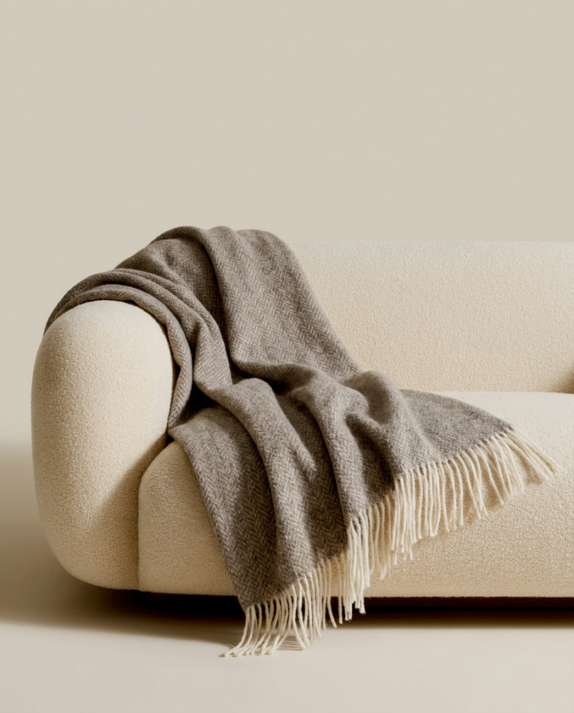 New Zealand sheep wool blanket HERRINGBONE, WoolLando