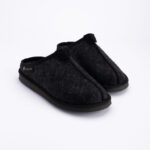 Slip-on black felted slippers CARBON, WoolLando