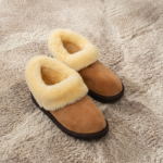 Women’s brown natural fur leather ankle boots LUMA, WoolLando