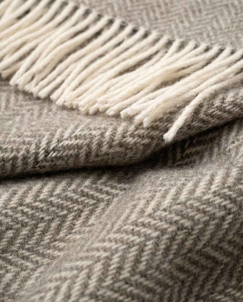 New Zealand sheep wool blanket HERRINGBONE, WoolLando