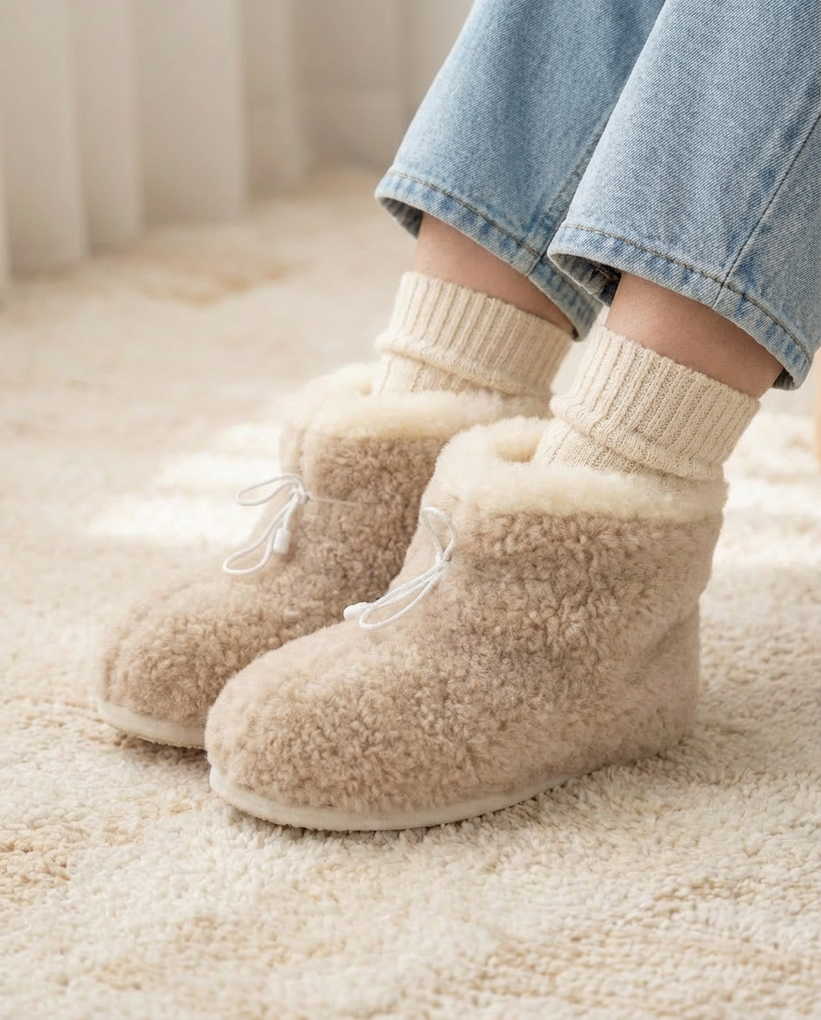 Merino wool boot-style slippers ARA, WoolLando