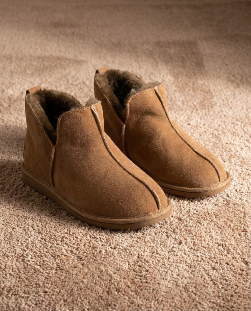 Men’s natural fur – suede brown ankle boots VIRO, WoolLando