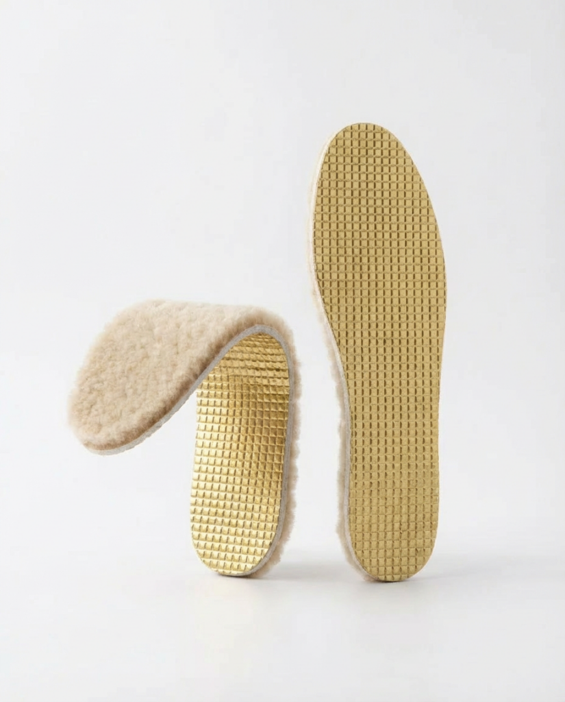 Natural pressed wool light insoles with foil, WoolLando