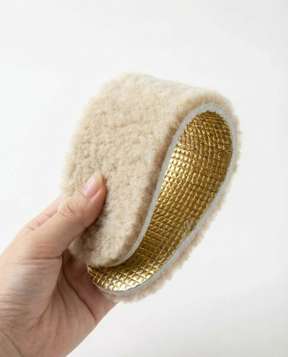 Natural pressed wool light insoles with foil, WoolLando