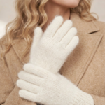 Women's fingerless white angora wool gloves AIVA, WoolLando