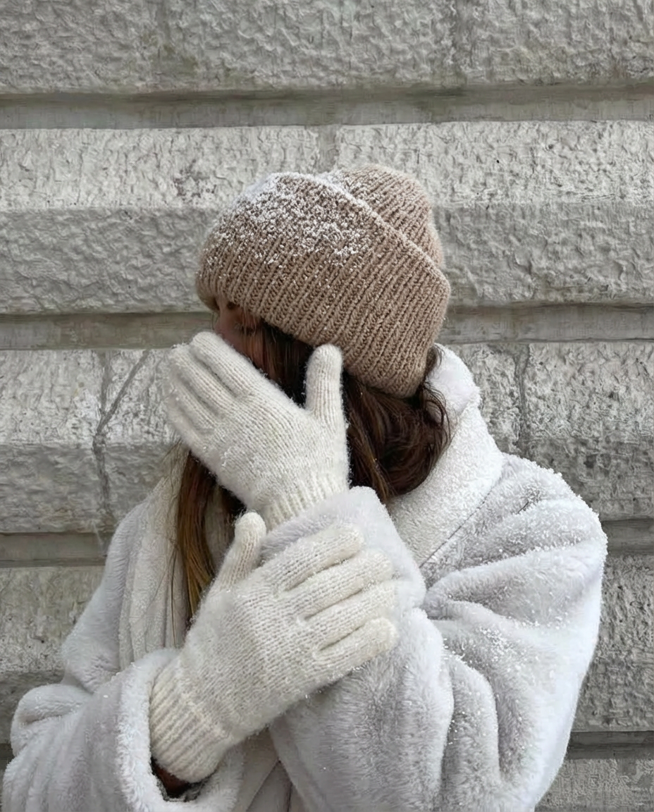 Women's fingerless white angora wool gloves AIVA, WoolLando