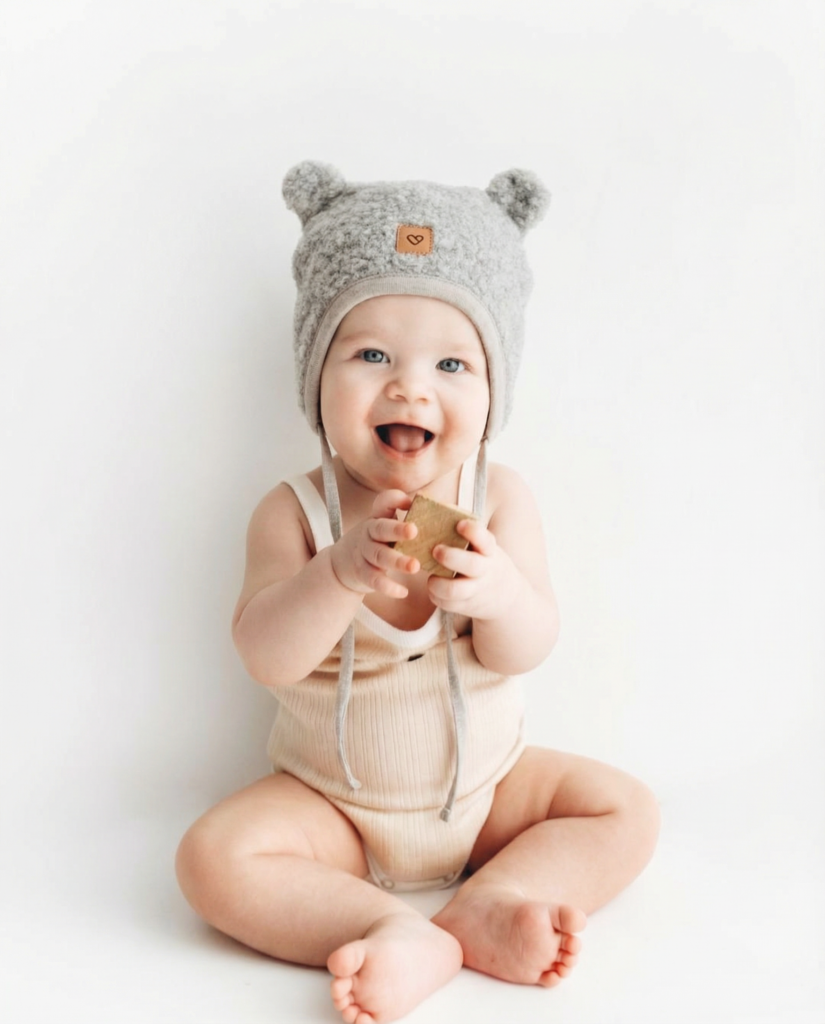 Children’s grey lamb wool hat, Zaffiro