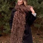 Brown long scarf in BOA style