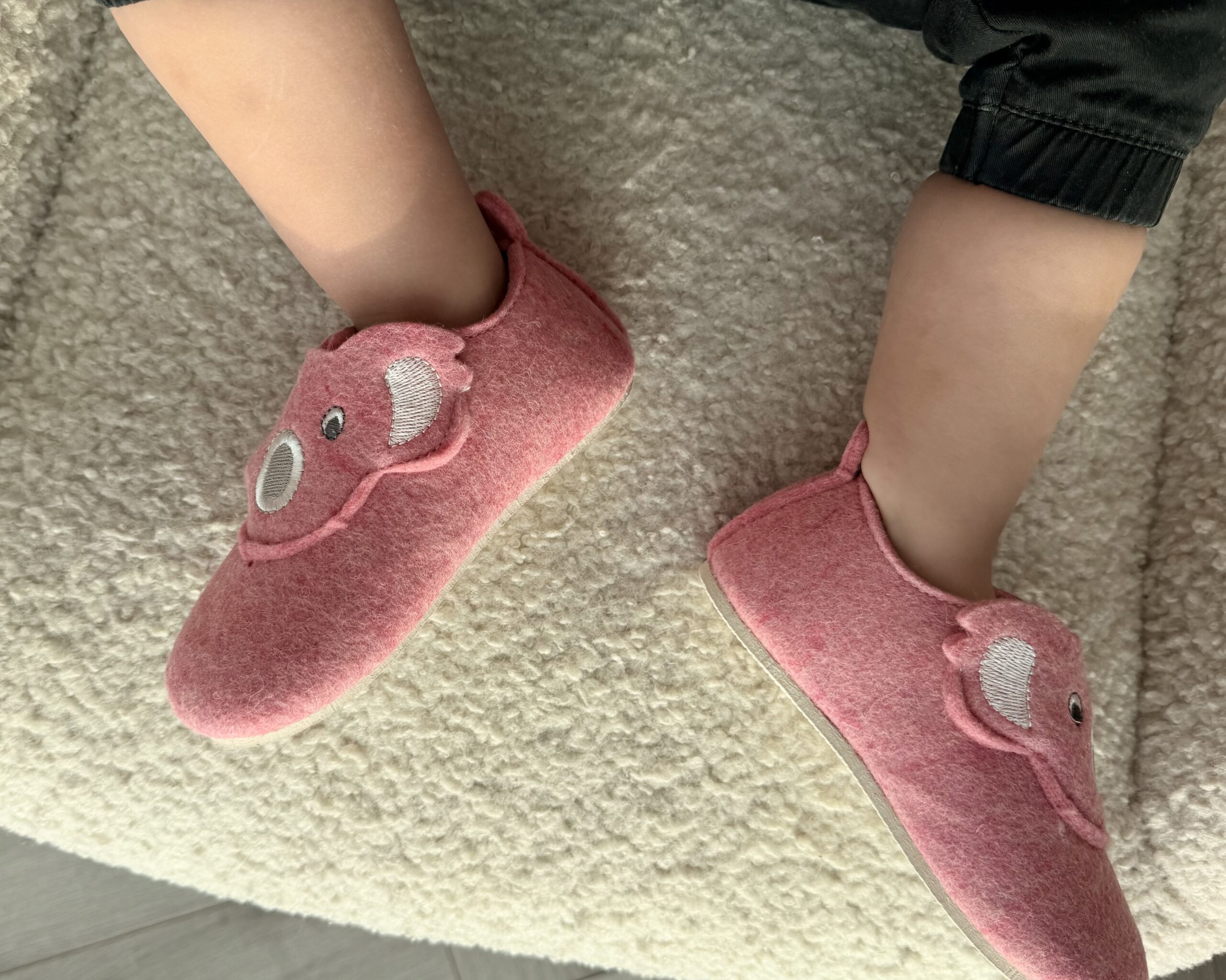 Children’s pink natural wool felt boots KOALA, WoolLando