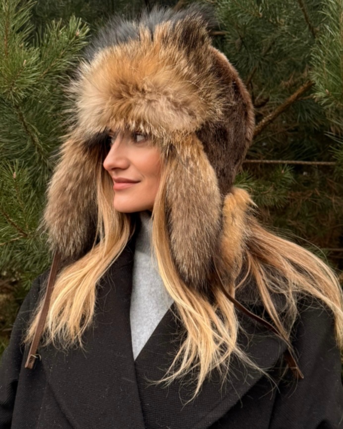 Natural fox fur hat LUNA