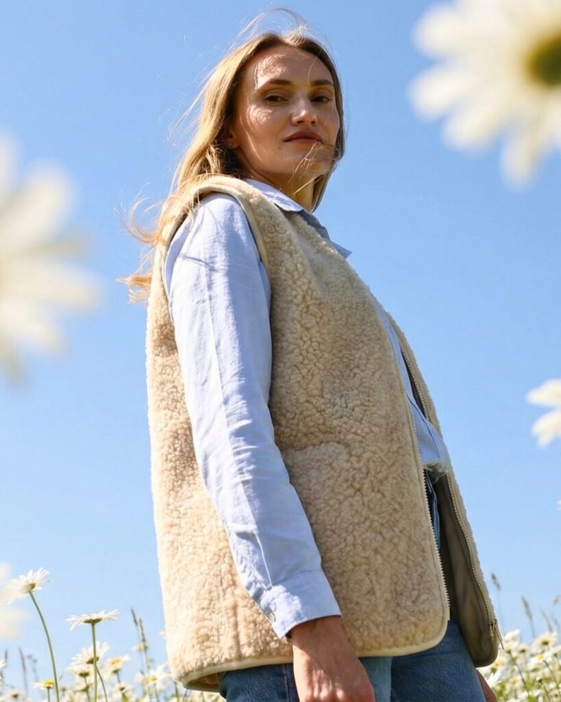 Merino wool cream vest VILĖ “unisex”, WoolLando