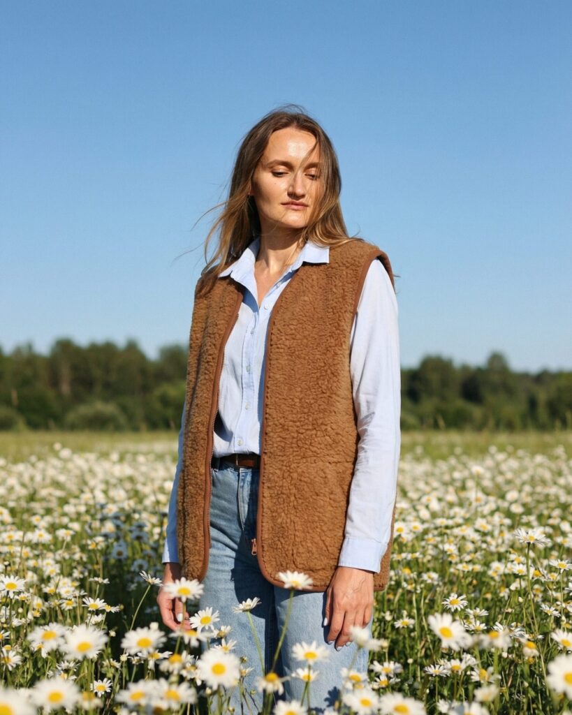 Camel wool vest AJA “unisex”, WoolLando