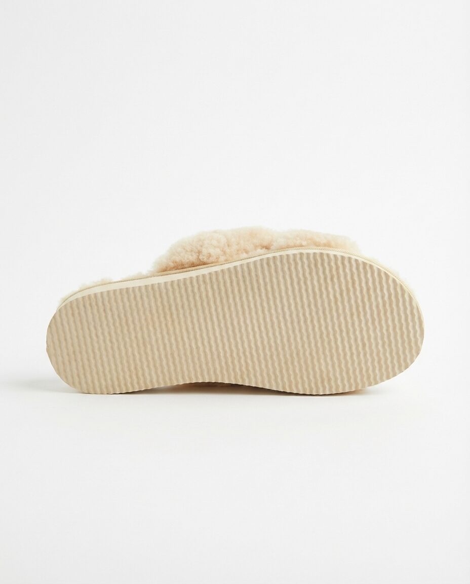 Merino wool cream open slippers KAPA, WoolLando