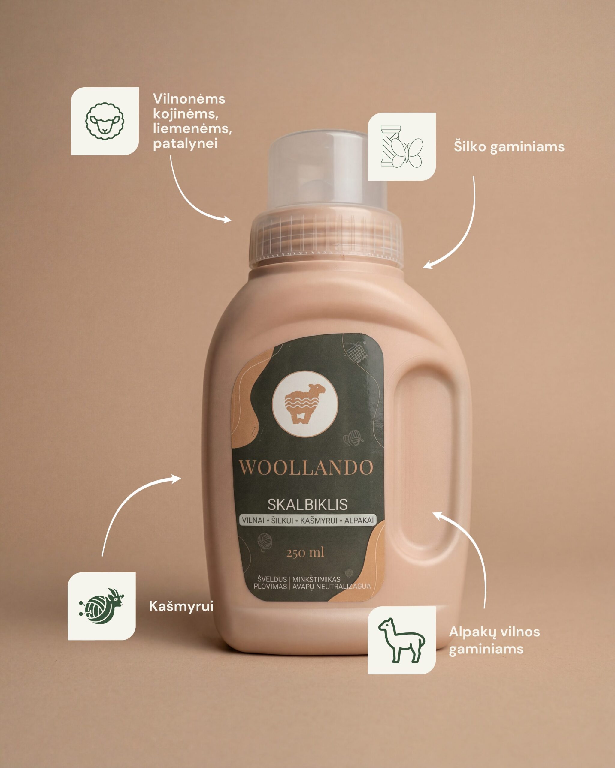 Universal wool, silk and cashmere detergent 250 ml, WoolLando