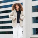 Cream lambswool jacket with a hood ZOYA, Zaffiro
