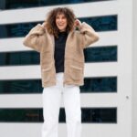 Brown women’s lamb wool jacket with hood Zoya, Zaffiro