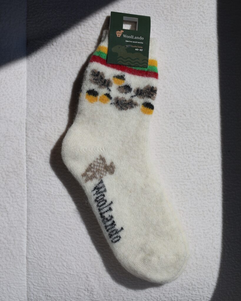 Merino wool socks WHITE ACORN, WoolLando