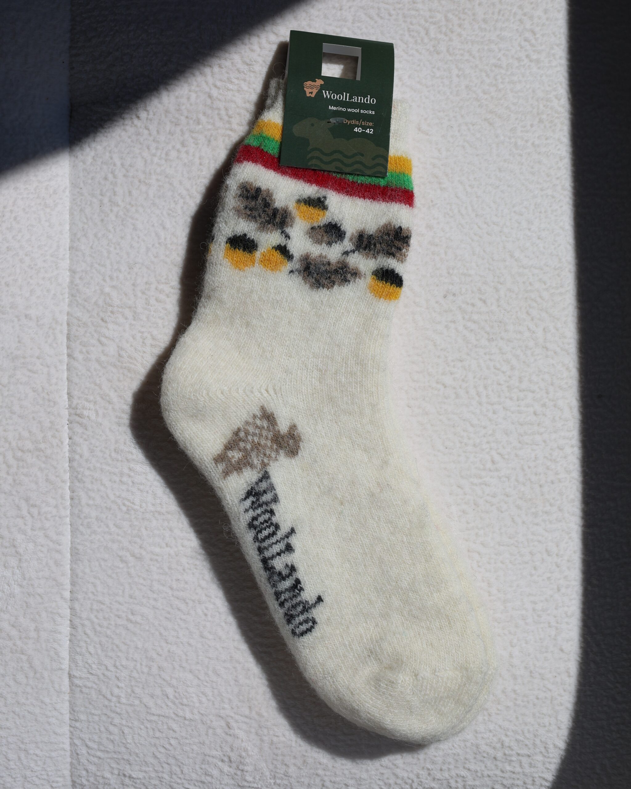 Merino wool socks WHITE ACORN, WoolLando