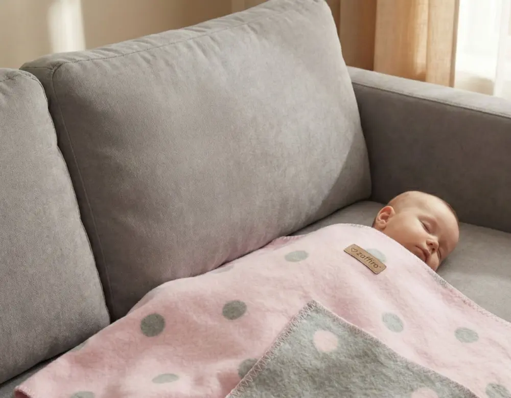 Children's soft pink cotton blanket BARI, Zaffiro