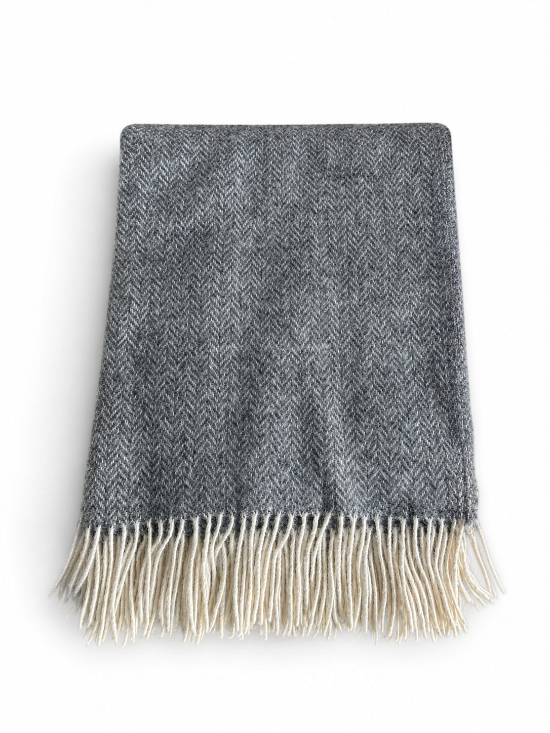 New Zealand sheep wool blanket GREY HERRINGBONE, WoolLando