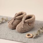 Children's brown natural wool booties, Zaffiro