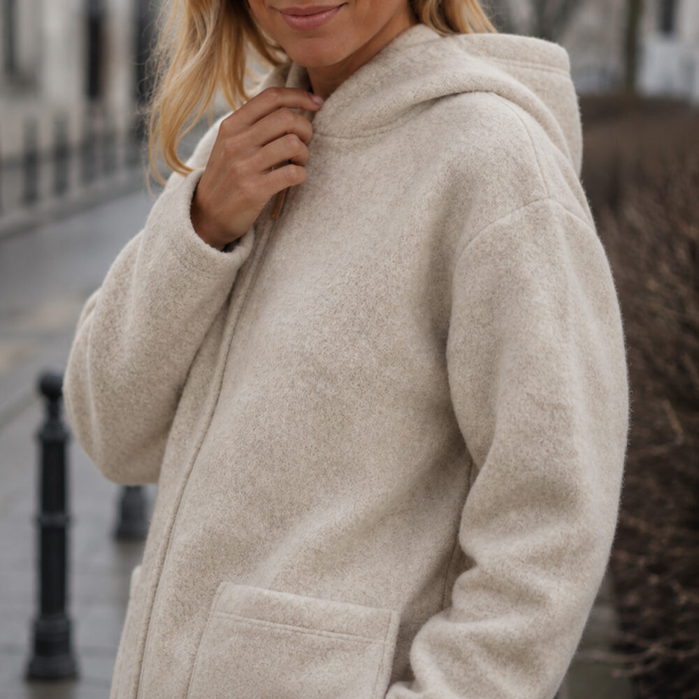 Light lambswool jacket with hood SIERRA, Zaffiro