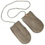 Children's brown lambswool mittens with string, Zaffiro