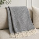 New Zealand sheep wool blanket GREY HERRINGBONE, WoolLando