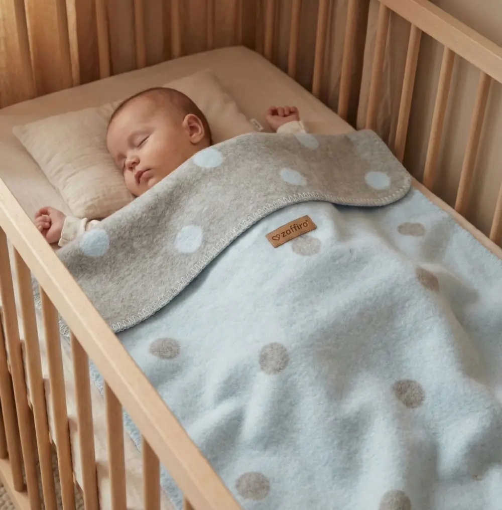 Children's soft blue cotton blanket BARI, Zaffiro