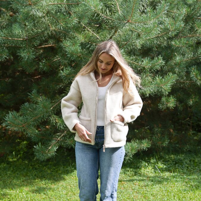 Light lambswool jacket with hood SIERRA, Zaffiro