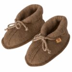 Children's brown natural wool booties, Zaffiro