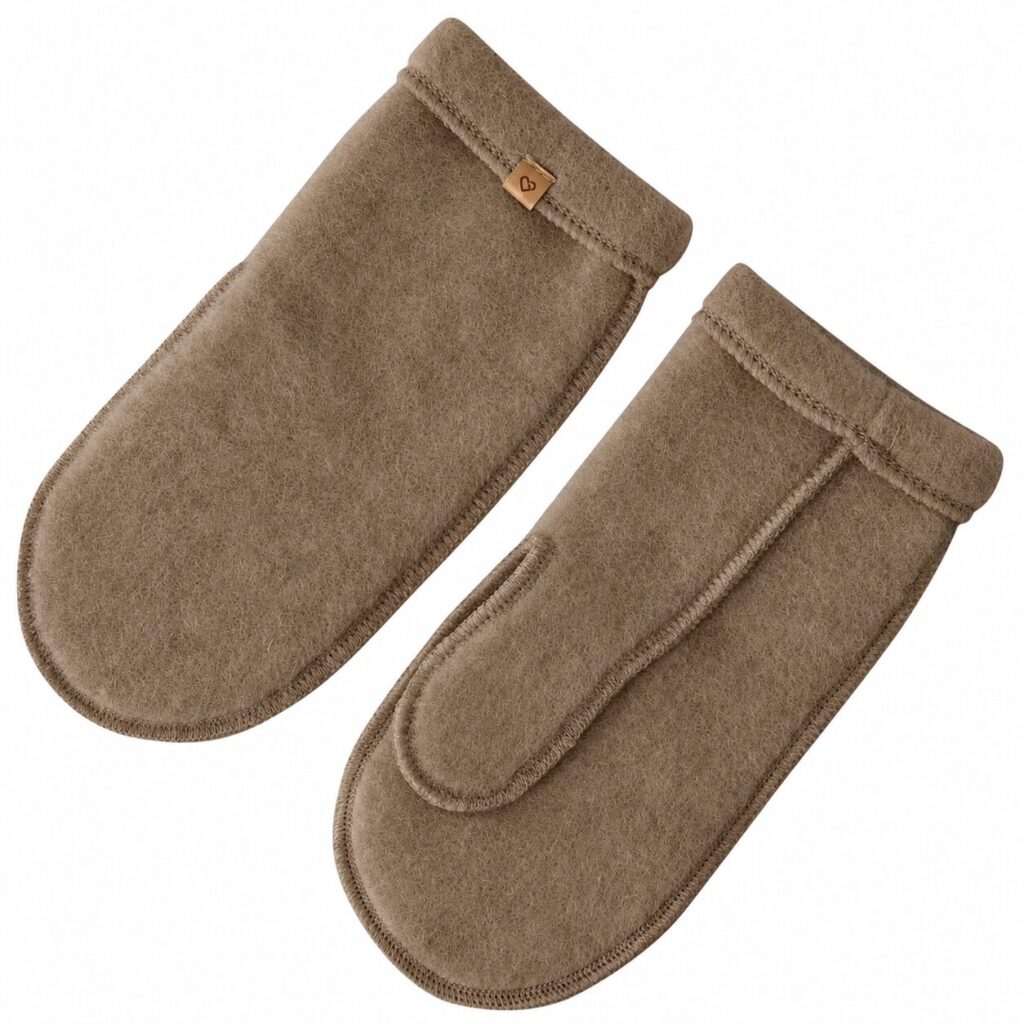 Women’s lambswool brown mittens, Zaffiro