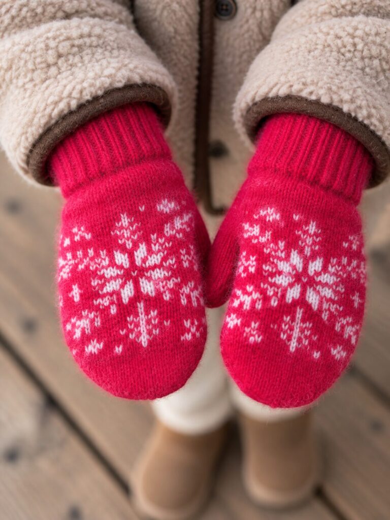 Children’s wool mittens SNOWFLAKE , WoolLando