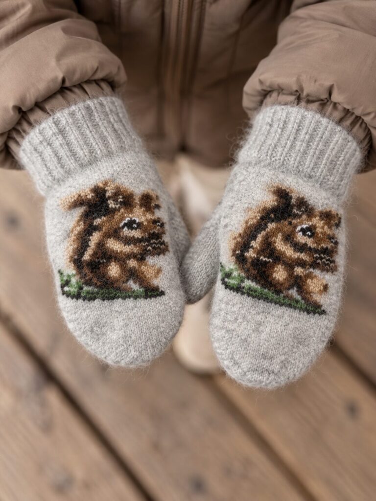 Children’s wool mittens SQUIRREL, WoolLando