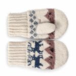 Children’s wool mittens BLUE REINDEER , WoolLando