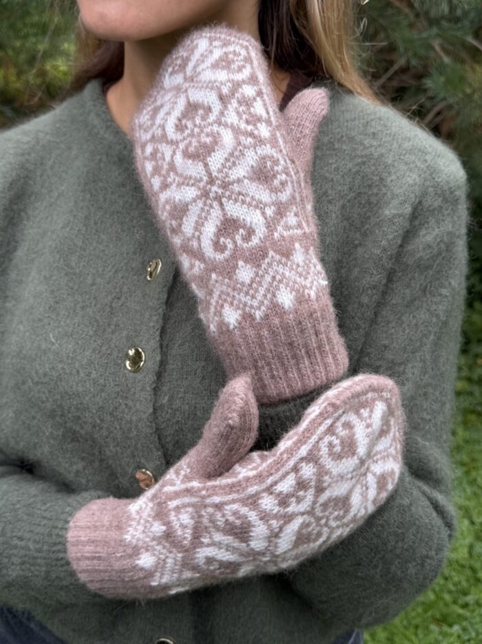 Women’s merino wool mittens WHITE WINTER, WoolLando